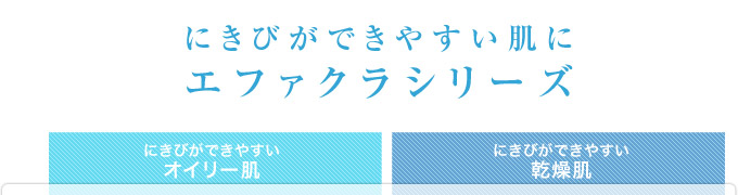 にきびができやすい肌に　エファクラシリーズ（にきびができやすいオイリー肌）（にきびができやすい乾燥肌）