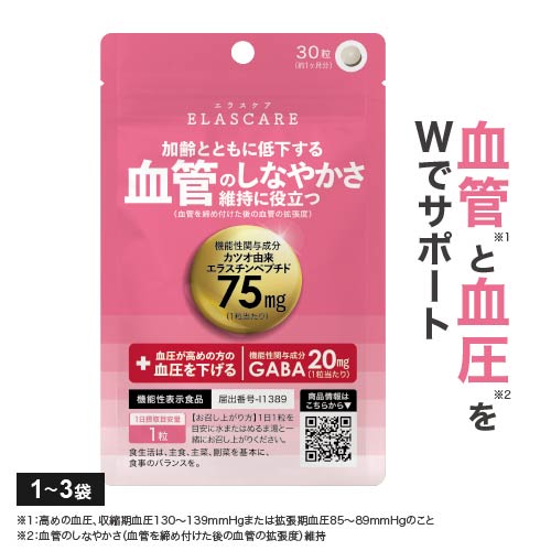 高めの 血圧 下げる 機能性表示食品 エラスチン ペプチド GABA エラスケア