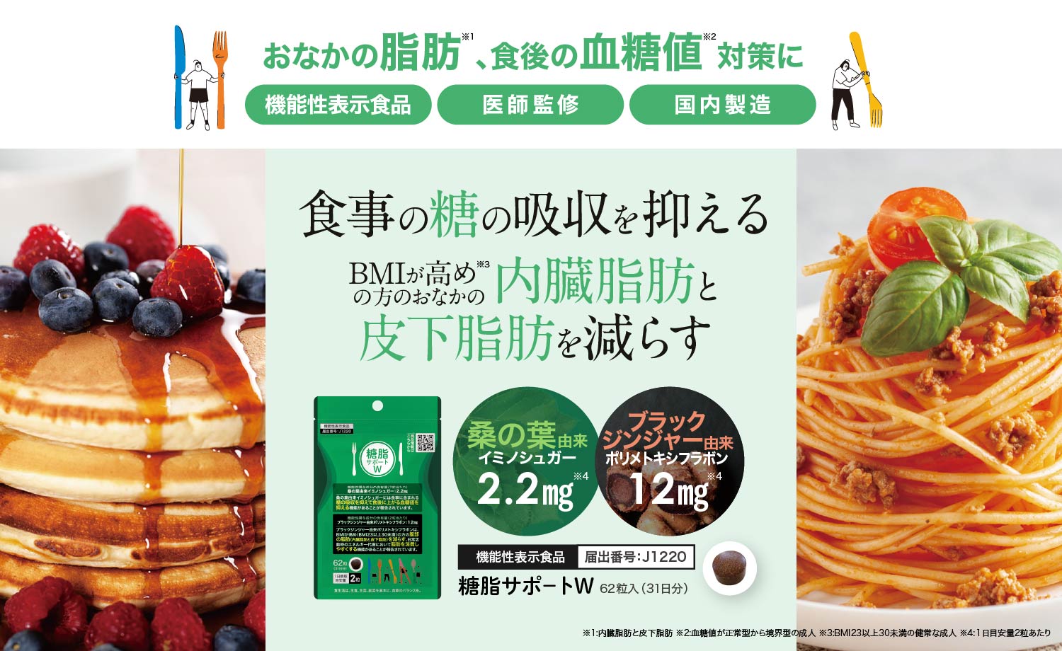 お腹の脂肪、食後の血糖値対策に