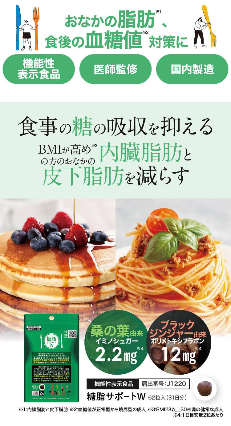 桑の葉由来イミノシュガー サプリ 糖脂サポートW