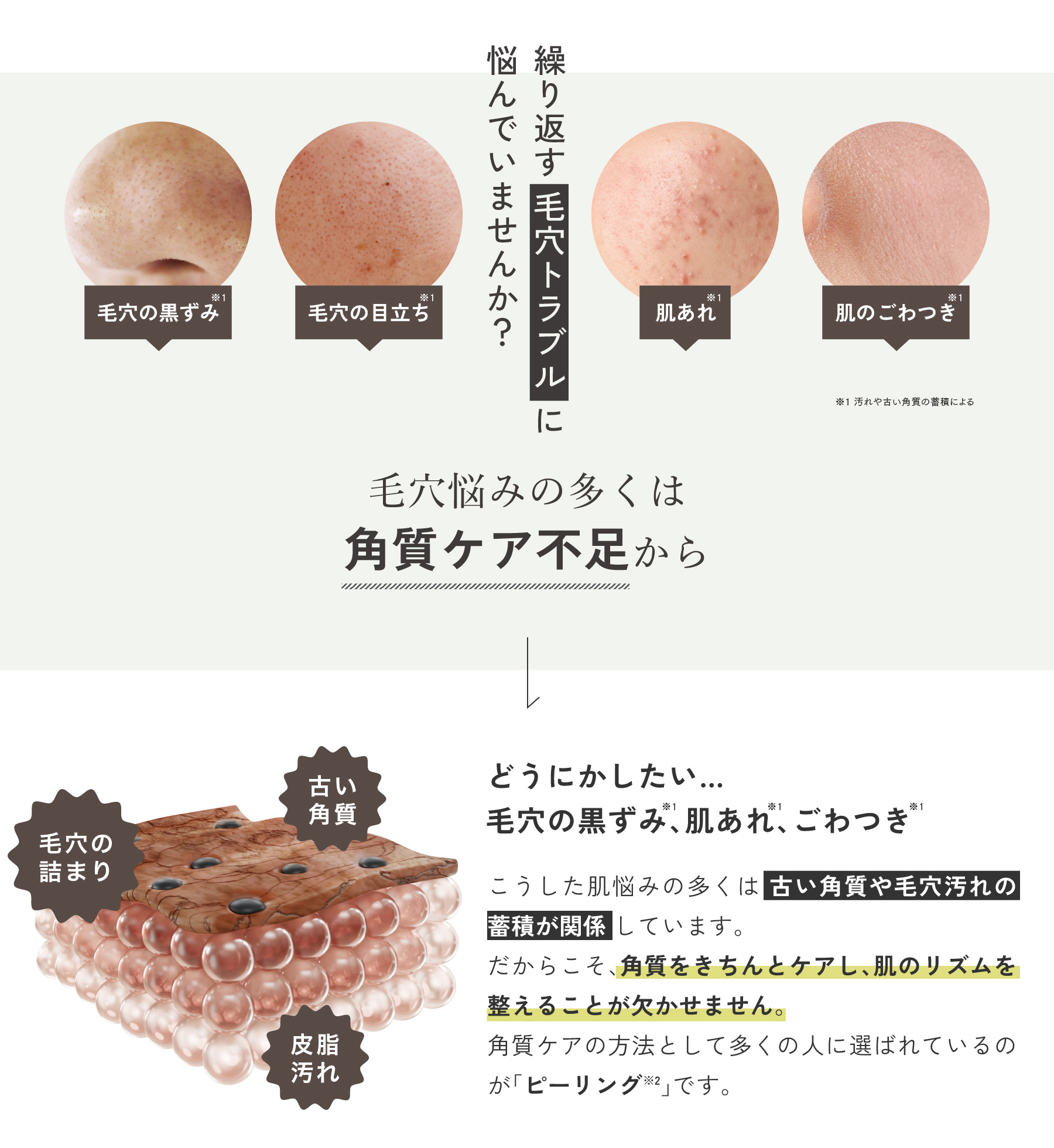 角質ケア不足 / 毛穴 / くすみ
