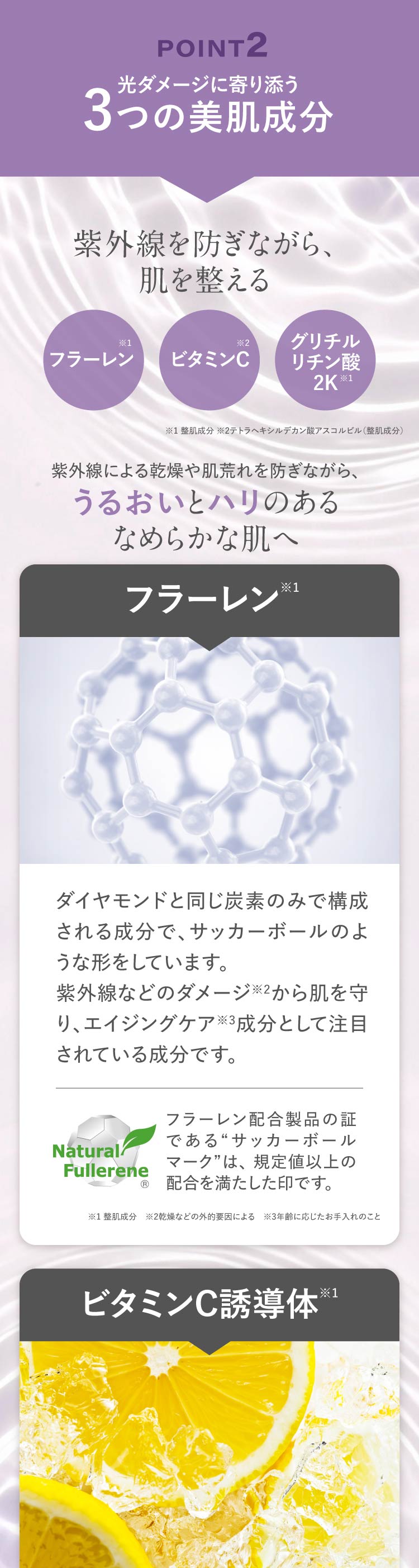 光ダメージに寄り添う
3つの美肌成分