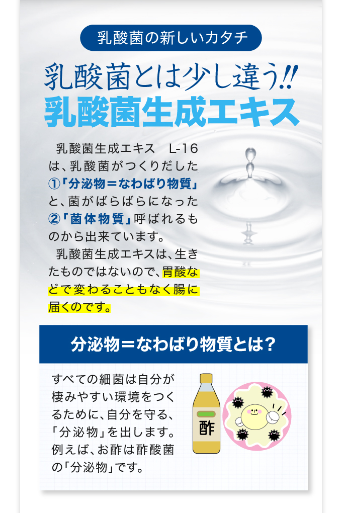 乳酸菌とは少し違う!!乳酸菌生成エキス