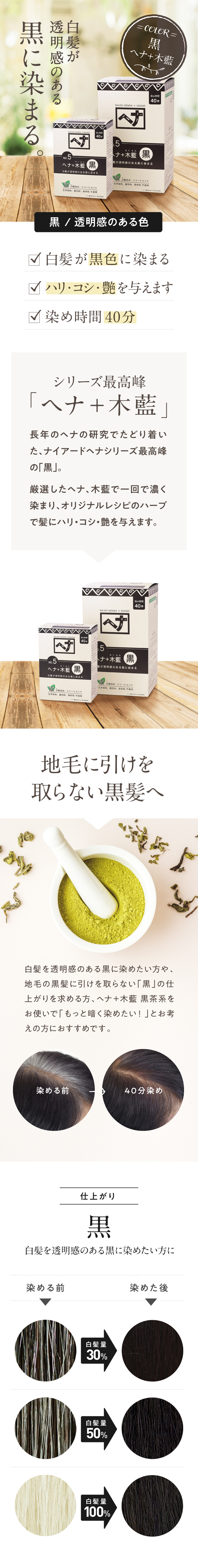 白髪染め 黒 ヘナ+木藍 黒 お徳用 400g 2個セット